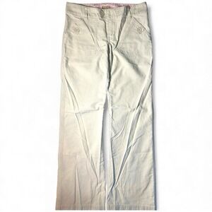 Vtg y2k Forever 21 Sz 9 Juniors Khaki Striped Boot Flare Leg Low Rise Pants